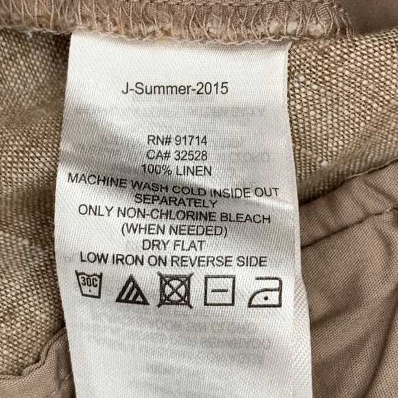 Armani Exchange Size 30 100% Linen Straight Leg Cargo Pants Women Tan Casual - Picture 5 of 6